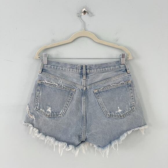 Agolde Parker Vintage Cut Off Light Wash Denim Jean Shorts - Picture 2 of 6